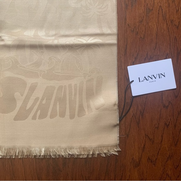 LANVIN Tonal Summer Wave Silk & Wool Pashmina Scarf - Picture 3 of 9